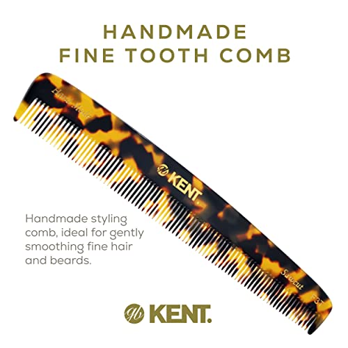 Kent F3T Fine Tooth Styling Comb - Hand-Polished Cellulose Acetate, 6.3 Inch