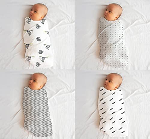 Muslin Swaddle Blankets - Pack of 4, 47x47 Inches for Newborns