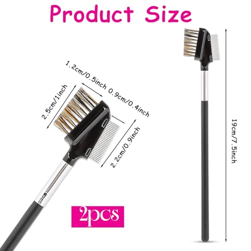 KALIONE Dual-Head Metal Eyelash Comb & Eyebrow Brush - Black