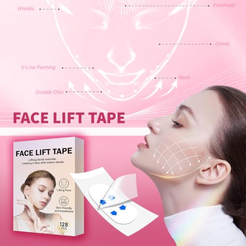 YAGUVI 128PCS Invisible Face Lift Tape for Contouring & Firming