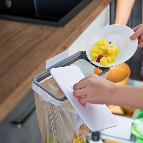 KUJOBUY Hanging Trash Can Holder - Space-Saving Bin for Kitchen & Bathroom