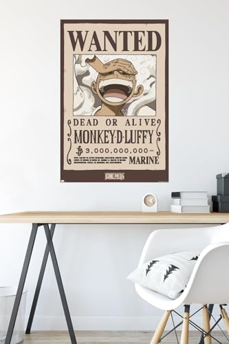 One Piece Monkey D Luffy Wanted Poster - 22.37" x 34" Wall Art