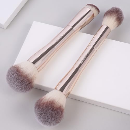 MAANGE Gold Double Ended Makeup Brush Set for Foundation, Blush & Concealer - 2 Pieces