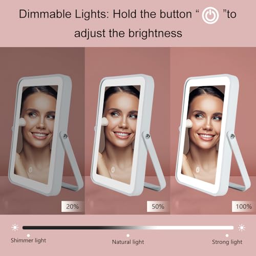 YEKKOPT Rechargeable LED Vanity Mirror, 3-Color Dimmable Makeup Mirror
