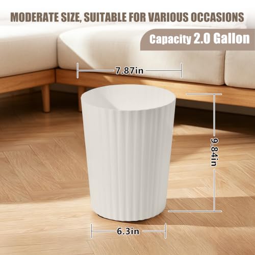 Compact 2-Gallon Trash Can - Beige Waste Bin for Home & Office