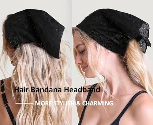 Huachi Floral Lace Head Scarf Headband for Women - Adjustable Hair Accessory