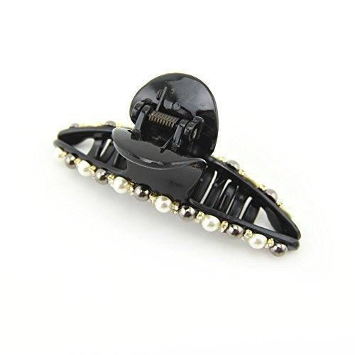 Long Gem Pearl Hair Claw Clip for Women - 3.9" Stylish Accessory