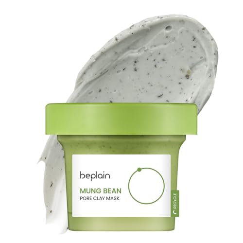 beplain Mung Bean Pore Clay Mask for Blackhead Removal & Skin Exfoliation, 4.05 fl oz