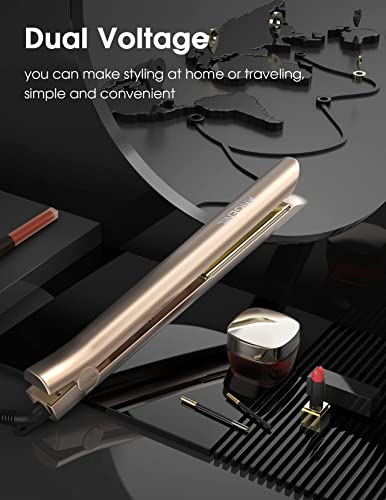 ANGENIL 2-in-1 Nano Titanium Flat Iron & Hair Curler, Dual Voltage