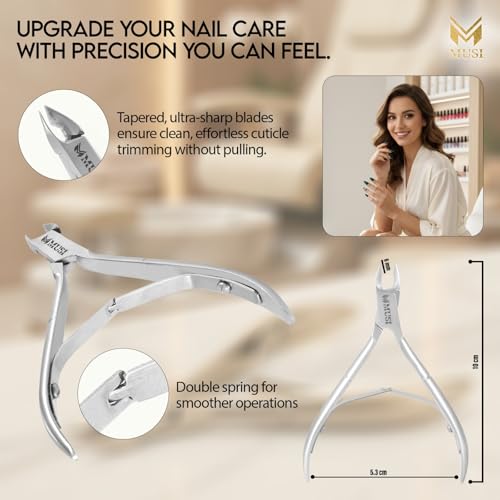 MUSI Stainless Steel Cuticle Nipper - Precision Nail Cutter for Manicure & Pedicure