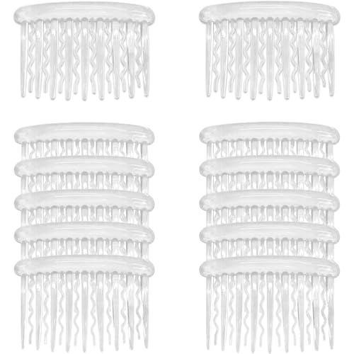 12 Pcs Transparent Plastic Hair Side Combs - Lightweight & Durable
