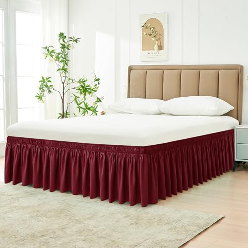 Burgundy Wrap Around Bed Skirt for Twin & Twin XL Beds - 18" Drop