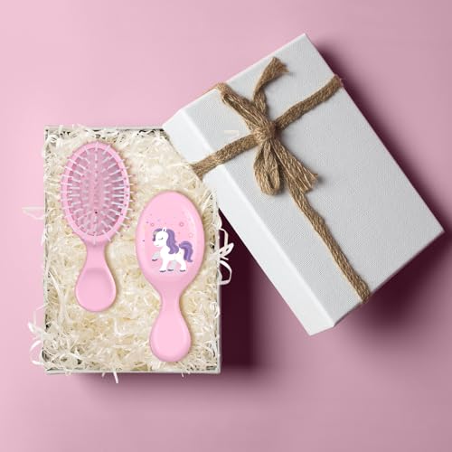 12-Piece Unicorn Mini Detangler Hair Brush Set for Travel and Party Favors