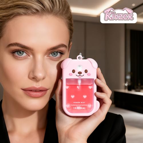 Kivzex Pink Dog Silicone Hand Sanitizer Case with Keychain for Touchland 1oz - Travel Cover Sleeve