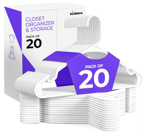 Beddora 20-Pack Plastic Hangers - Space-Saving Closet Organizer