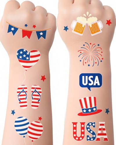 4th of July Temporary Tattoos for Kids - 108 Patriotic Designs