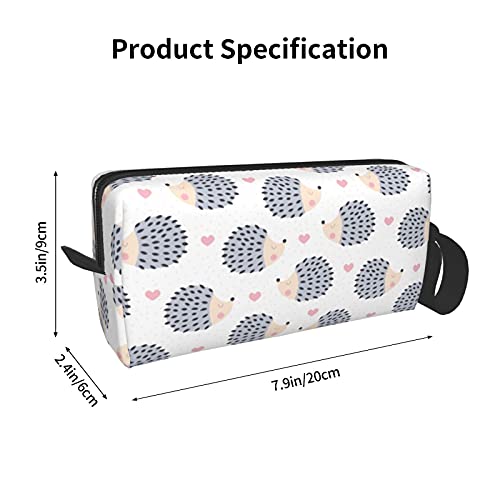 Cute Hedgehog Travel Makeup Bag Cosmetic Organizer with Zipper Pouch