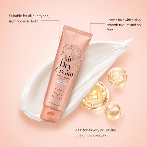 Lumigrace Air Dry Cream with Castor & Coconut Oil - 3.53 Oz | Lightweight, Anti-Frizz Styling for Wavy & Curly Hair