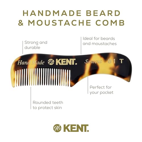 Kent A 81T X-Small Beard & Mustache Comb - 2 Pack Yellow Tokyo