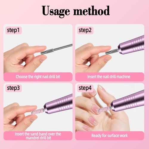 140 Pcs Nail Sanding Bands Set with Mandrel & Cuticle Bits