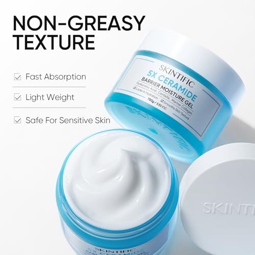 SKINTIFIC 5X Ceramide Barrier Repair Moisturizer - Lightweight Gel for All Skin Types