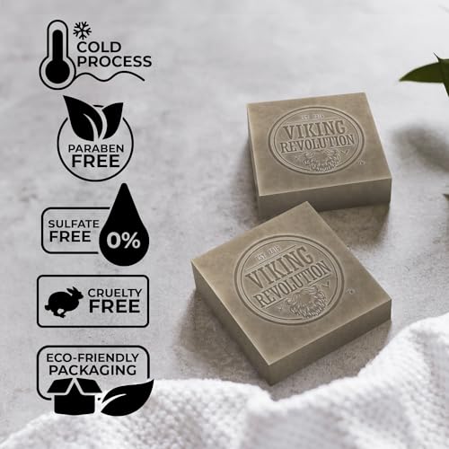 Viking Revolution Sandalwood Bar Soap for Men – 2 Pack Cold Pressed Soap