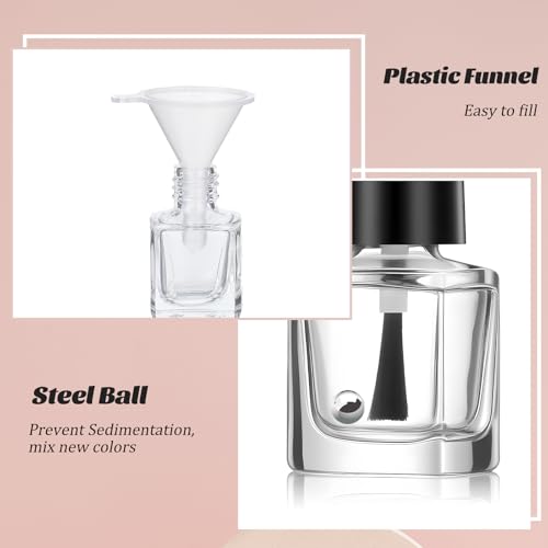 Qulkws 2 Pack 5ml Clear Glass Nail Polish Bottles with Brush & Funnel