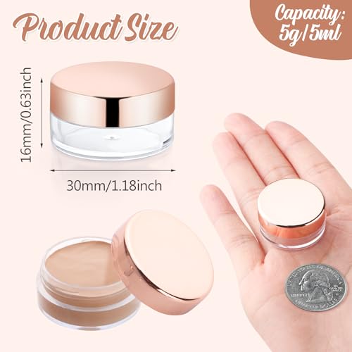 30 Pcs 5g Clear Plastic Cosmetic Jars with Rose Gold Lids