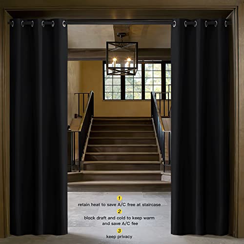 NICETOWN Black Room Divider Curtain - 34" x 80" Insulated Drape