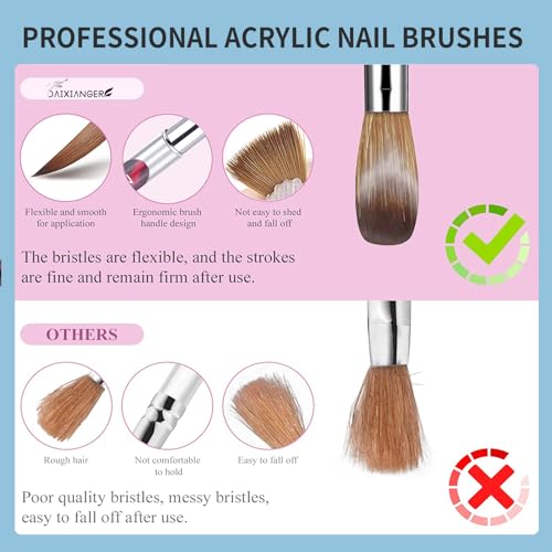 5PCS Pink Leopard Print Nail Art Brush Set - Sizes 10-18 for Acrylic & 3D Art
