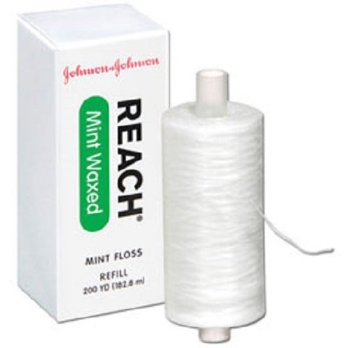REACH Mint Waxed Dental Floss Refill 200 Yards - Removes Up to 52% Plaque, 1 Pack