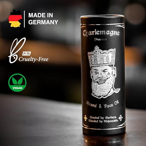 Charlemagne Beard Oil for Men - 30ml Vanilla Tobacco Scent, Vegan Grooming Oil