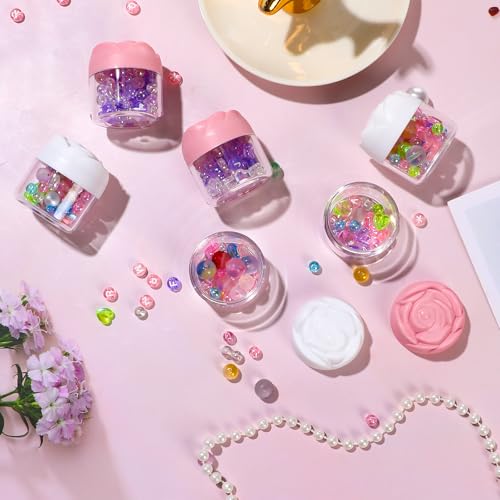 24 Pink Rose-Shaped Cosmetic Jars - Leak-Proof Plastic Containers for Makeup & Skincare