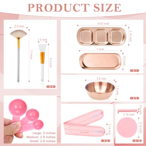 Rose Gold Facial Supplies Set with Mixing Bowls & Brushes