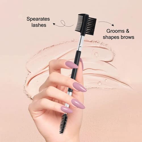 3-Piece Eyebrow and Eyelash Grooming Tool Set with Dual Heads