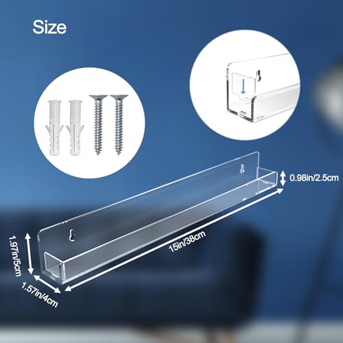 SOVQUEST 6-Pack Clear Acrylic Nail Polish Wall Rack Floating Shelves