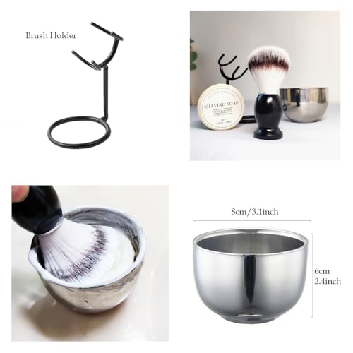 4pcs Men's Shaving Brush Set with Stand & Bowl | CRUCISRESIN Set4