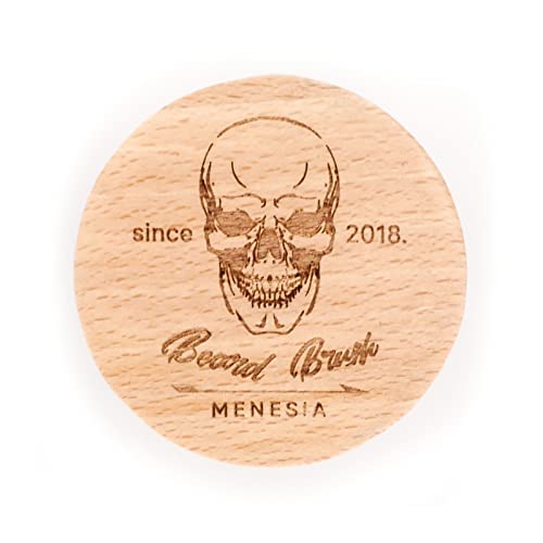 Beard Brush for Men - Small Round Boar Bristle Wooden Brush
