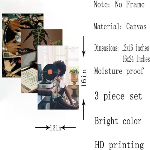 Funky Black Girl Poster - African American Canvas Wall Art 12x16in