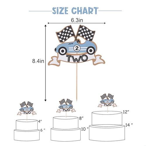 Two Fast Race Car Cake Topper for 2nd Birthday Party