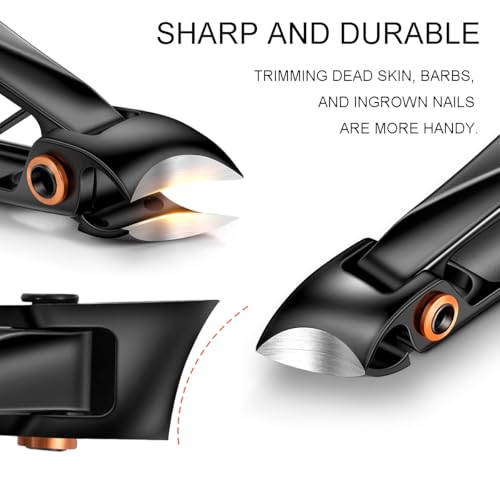 Diagonal Nail Clippers - Large Opening, Stainless Steel, Black Finish