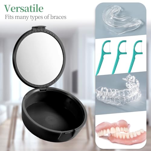 Portable Black Skull Retainer Case with Mirror & Ventilation
