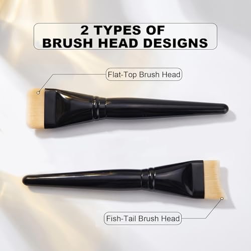 SEINGTOOM 2PCS Foundation Brush Set - Flat & Fishtail Makeup Brushes