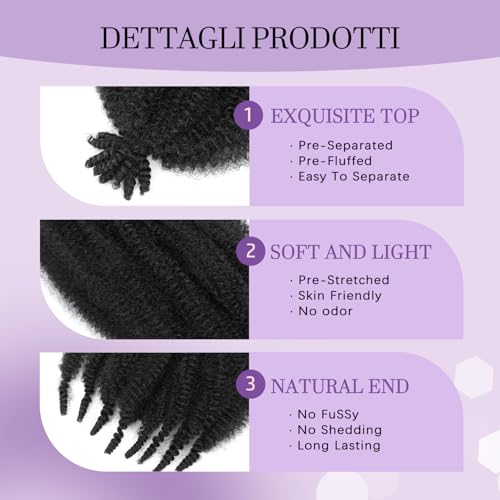 12 Inch Springy Afro Twist Hair - 8 Packs Marley Twist for Soft Locs