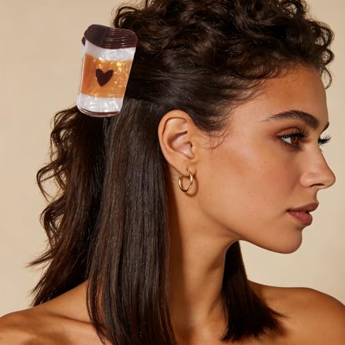 Coffee Drink Themed Acrylic Claw Clips for Women - Non-Slip Hold
