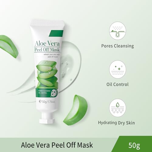 Aloe Vera Gel Peel Off Mask - Hydrating Face Mask for All Skin Types, 1.76 Oz