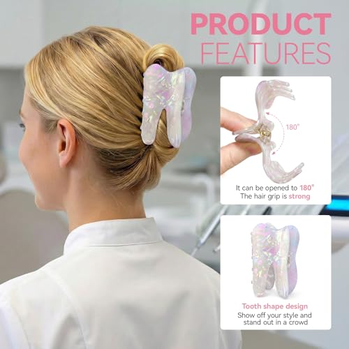 2 Pack Tooth-Shaped Hair Claw Clips for Thick & Curly Hair
