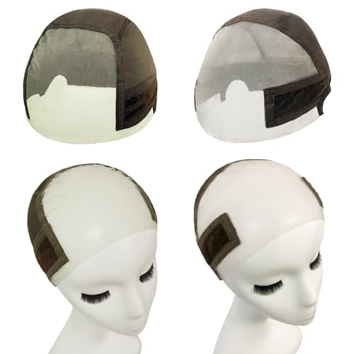 2-Pack Adjustable Non-Slip Wig Grip Caps with Transparent Lace Front