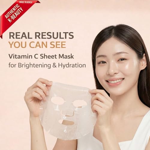 ELT Vita.C Vitamin C Sheet Mask 10 Pack - Brightening, Hydrating, Vegan Korean Face Mask