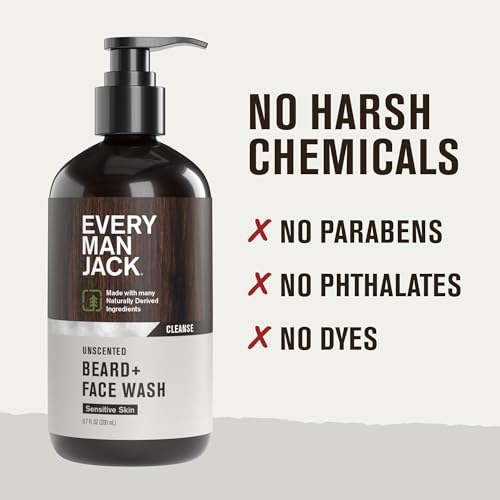 Every Man Jack Beard + Face Wash, Unscented, 6.7 fl.oz (Pack of 2)